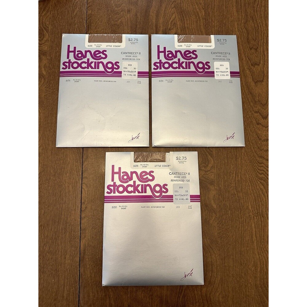 Hanes Stockings Cantrece II Nude Heel Reinforced Toe Vintage 1979 Lot Of 3 NOS